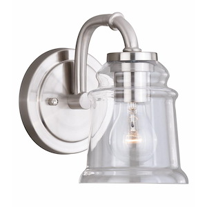 Toledo 1-Light Bathroom Light in Industrial Style 8.25 Inches Tall and 5.25 Inches Wide - 588884