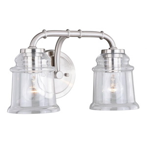 Toledo 2-Light Bathroom Light in Industrial Style 8.25 Inches Tall and 14.75 Inches Wide