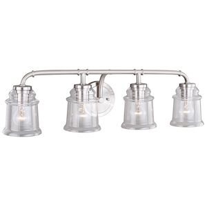Toledo 4-Light Bathroom Light in Industrial Style 8.25 Inches Tall and 30.5 Inches Wide - 588881
