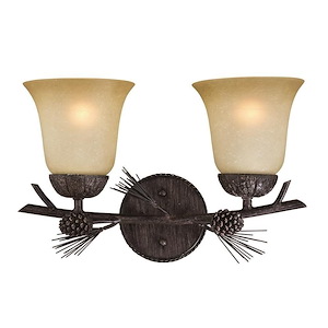 Sierra 2-Light Bathroom Light in Rustic Style 11.5 Inches Tall and 15 Inches Wide