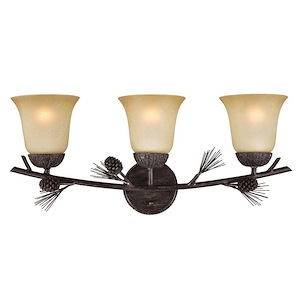 Sierra 3-Light Bathroom Light in Rustic Style 11.5 Inches Tall and 24 Inches Wide - 707912