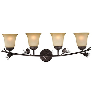 Sierra 4-Light Bathroom Light in Rustic Style 11.5 Inches Tall and 33 Inches Wide