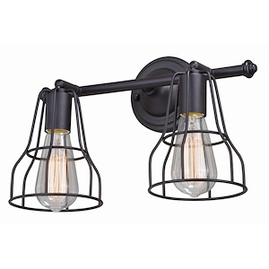 Clybourn 2-Light Bathroom Light in Industrial Style 9.75 Inches Tall and 14.25 Inches Wide