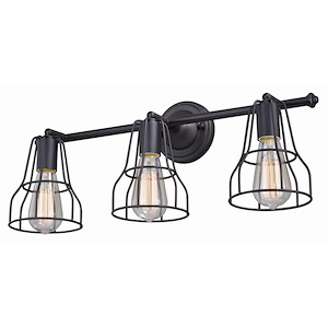 Clybourn 3-Light Bathroom Light in Industrial Style 9.75 Inches Tall and 23 Inches Wide