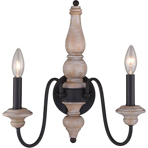 Georgetown 2-Light Wall Sconce in Farmhouse and Candle Style 15.5 Inches Tall and 14 Inches Wide - 914738