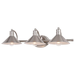 Akron 3-Light Bathroom Light in Farmhouse and Cone Style 6.25 Inches Tall and 28 Inches Wide