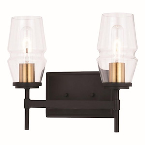 Warren 2-Light Bathroom Light in Mid-Century Modern Style 11.25 Inches Tall and 13 Inches Wide