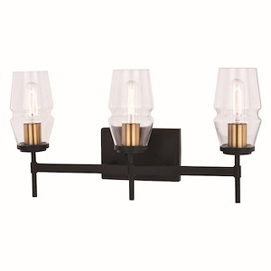Warren 3-Light Bathroom Light in Mid-Century Modern Style 11.25 Inches Tall and 22 Inches Wide - 1074093
