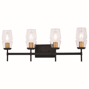 Warren 4-Light Bathroom Light in Mid-Century Modern Style 11.25 Inches Tall and 30 Inches Wide