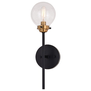 Orbit 1-Light Wall Sconce in Industrial and Globe Style 16 Inches Tall and 5 Inches Wide