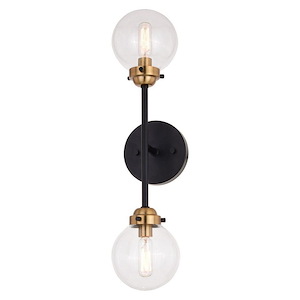 Orbit 2-Light Wall Sconce in Industrial and Globe Style 20 Inches Tall and 5 Inches Wide