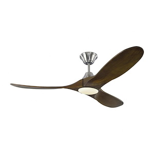 Monte Carlo Fans - Maverick II LED - 3 Blade Ceiling Fan with Handheld Control and Includes Light Kit in Modern Style - 52 Inch Wide by 13.8 Inch High