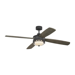Monte Carlo Fans-Lemont-4 Blade Ceiling Fan with Handheld Control and Includes Light Kit in Style-56 Inch Wide by 16.5 Inch High
