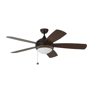Monte Carlo Fans-Discus Ornate-5 Blade Ceiling Fan with Pull Chain Control and Includes Light Kit in Traditional Style-52 Inch Wide by 15.6 Inch High