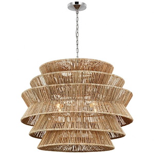 Antigua - 60W 4 LED Extra Large Drum Chandelier-34 Inches Tall and 42 Inches Wide