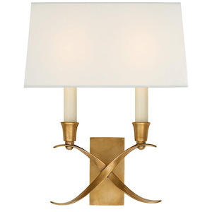 Cross Bouillotte - 2 Light Small Wall Sconce In Traditional Style-12.75 Inches Tall and 11.5 Inches Wide