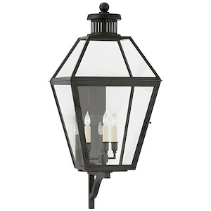 Stratford - 3 Light Medium Outdoor Bracketed Wall Lantern In Traditional Style-33 Inches Tall and 14.5 Inches Wide