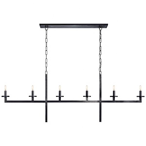Liaison - 6 Light Large Linear Chandelier In Modern Style-22.5 Inches Tall and 60 Inches Wide
