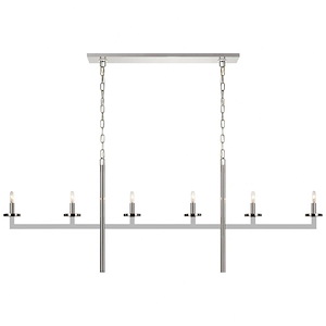 Liaison - 6 Light Large Linear Chandelier In Modern Style-22.5 Inches Tall and 60 Inches Wide