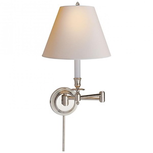 Candle Stick - 1 Light Swing Arm Wall Sconce with Natural Paper Shade - 1255341
