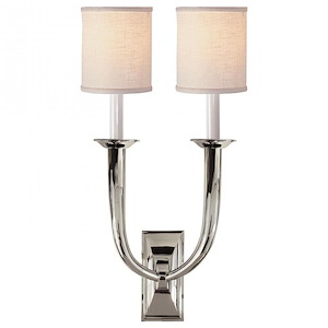 French Deco Horn - 2 Light Wall Sconce with Linen Shade - 696041