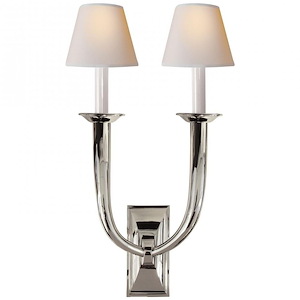 French Deco Horn - 2 Light Wall Sconce with Natural Paper Shade