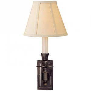 French Library - 1 Light Wall Sconce with Natural Linen Shade