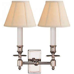 French Library - 2 Light Wall Sconce with Natural Linen Shade