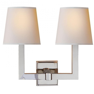 Square Tube - 2 Light Wall Sconce with 2 Natural Paper Shades - 696202