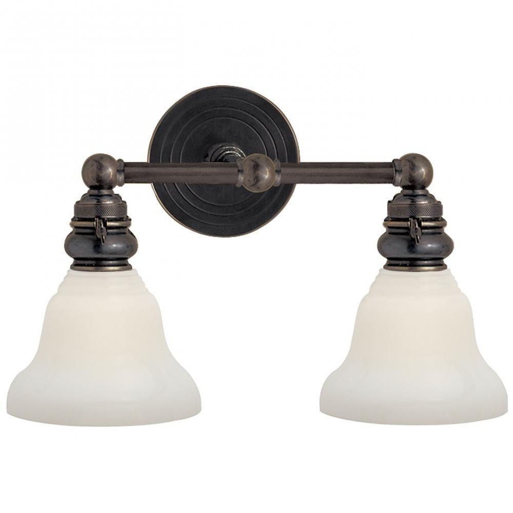 Visual-Comfort-Signature-Collection---SL-2932BZ-SLEG-WG---Boston ---2-Light-Functional-Double-Wall-Sconce-with-Glass-Shade