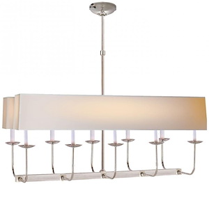 Linear Branched - 10 Light Chandelier with Natural Shade