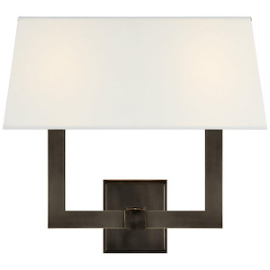 Square Tube - 2 Light Double Wall Sconce In Modern Style-14 Inches Tall and 15.5 Inches Wide