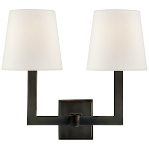 Square Tube - 2 Light Double Wall Sconce In Modern Style-14 Inches Tall and 15 Inches Wide