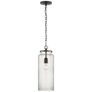 Katie - 15W 1 LED Large Cylinder Pendant In Traditional Style-19.5 Inches Tall and 7 Inches Wide - 1328444