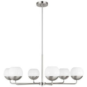 Alvin-6 Light Chandelier In Modern Style-14.88 Inch Tall and 38.25 Inch Wide