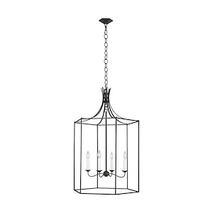 Generation Lighting-Bantry House-4 Light Large Outdoor Hanging Lantern in Uptown Chic Style-24 Inch Wide by 37 Inch Tall
