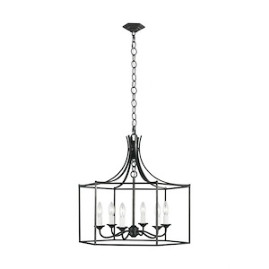 Generation Lighting-Bantry House-6 Light Wide Outdoor Hanging Lantern in Uptown Chic Style-22 Inch Wide by 21 Inch Tall - 936796