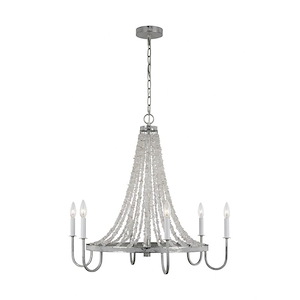 Generation Lighting-Leon-6 Light Medium Chandelier in Glam Style-30 Inch Wide by 28.25 Inch Tall - 936951
