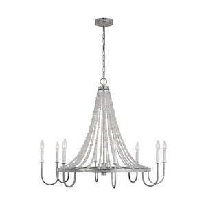 Generation Lighting-Leon-8 Light Large Chandelier in Glam Style-36 Inch Wide by 30 Inch Tall