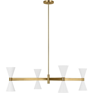 Generation Lighting-Albertine-8 Light Large Linear Chandelier In Mid-Century Modern Style-13.13 Inch Tall and 32 Inch Wide