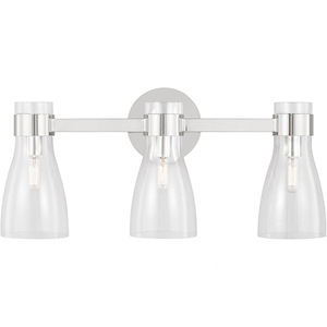 Generation Lighting-Moritz-3 Light Bath Vanity In Mid-Century Modern Style-11 Inch Tall and 24 Inch Wide