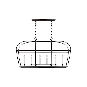 Generation Lighting-Stonington-6 Light Linear Lantern in Uptown Chic Style-18 Inch Wide by 28.5 Inch Tall