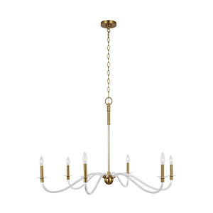 Generation Lighting-Hanover-6 Light Large Chandelier in Mid-Century Rustic Style-41.75 Inch Wide by 27.25 Inch Tall