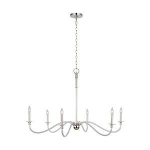 Generation Lighting-Hanover-6 Light Large Chandelier in Mid-Century Rustic Style-41.75 Inch Wide by 27.25 Inch Tall