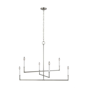 Generation Lighting-Bayview by Chapman &amp; Myers-6 Light Large Chandelier in Uptown Chic Style-44 Inch Wide by 34 Inch Tall