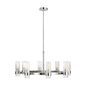 Generation Lighting-Geneva-8 Light Chandelier in Mid-Century Rustic Style-33 Inch Wide by 14.88 Inch Tall
