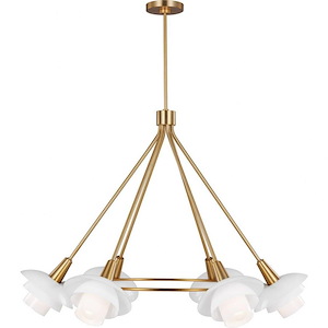 Generation Lighting-Rossie-6 Light Large Chandelier In Mid-Century Style-40 Inch Wide By 28.88 Inch Tall