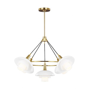 Generation Lighting-Rossie-5 Light Medium Chandelier In Mid-Century Style-32 Inch Wide By 24.75 Inch Tall