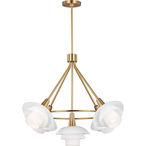 Generation Lighting-Rossie-5 Light Medium Chandelier In Mid-Century Style-32 Inch Wide By 24.75 Inch Tall