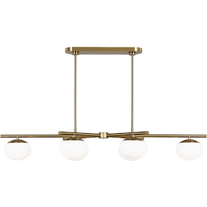 Generation Lighting-Lune-4 Light Medium Linear Chandelier In Modern Style-7.63 Inch Tall and 49.63 Inch Wide